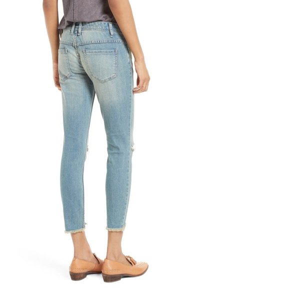 FREE PEOPLE Ripped Crop Skinny Denim Jeans - Picture 2 of 8